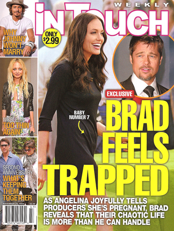 Illustration for article titled This Week In Tabloids: Brad's Trapped, Jen's Devastated, Obamas Are Just Like Us